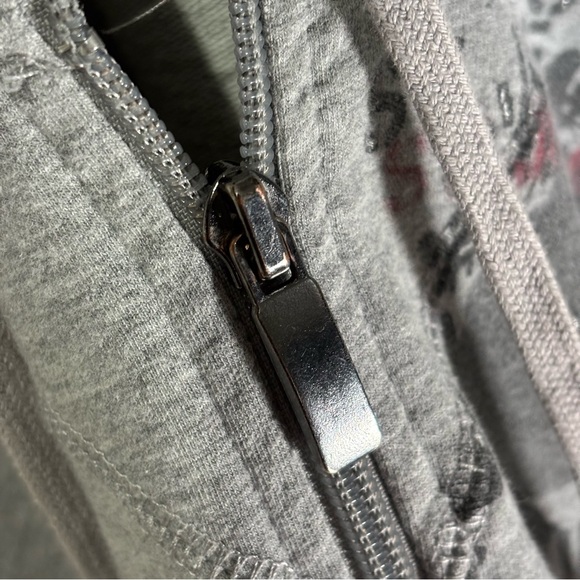 Y2K Grey Graphic Athletic Sporty Zip Up Hooded Lightweight Jacket Size Small - Picture 9 of 12